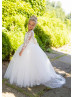 Ivory Lace Tulle Flower Girl Dress With Removable Train Ivory Lace Tulle Flower Girl Dress With Removable Train